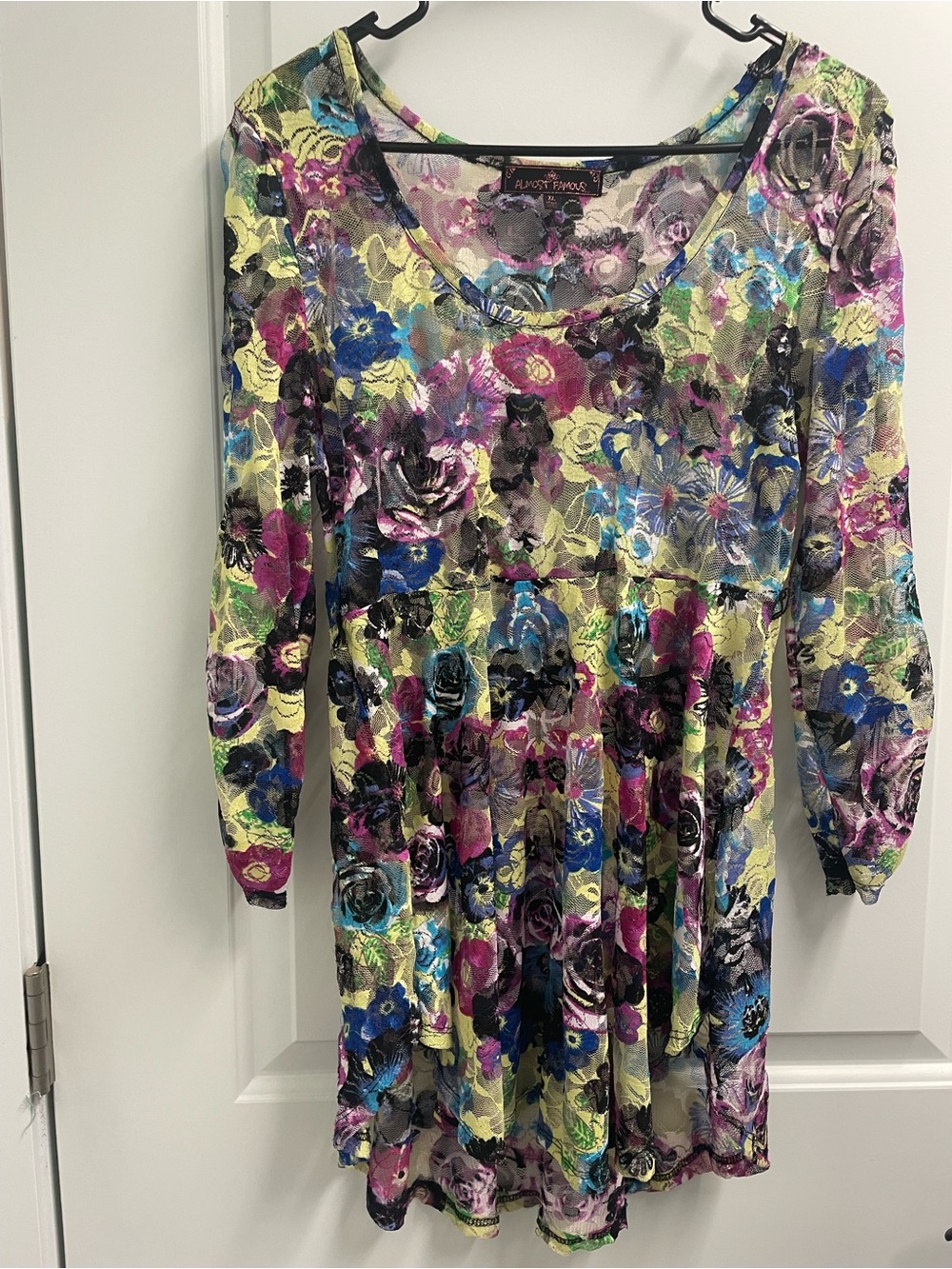 Alfani Girls Multicolor Floral Lace Tunic Dress — Yellow, Pink, Blue, Green